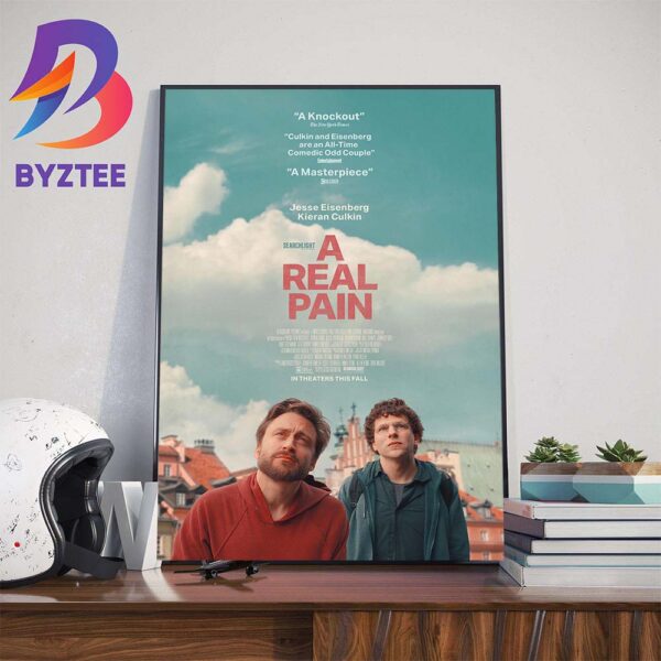 Official Poster A Real Pain With Starring Jesse Eisenberg And Kieran Culkin Wall Decor Poster Canvas