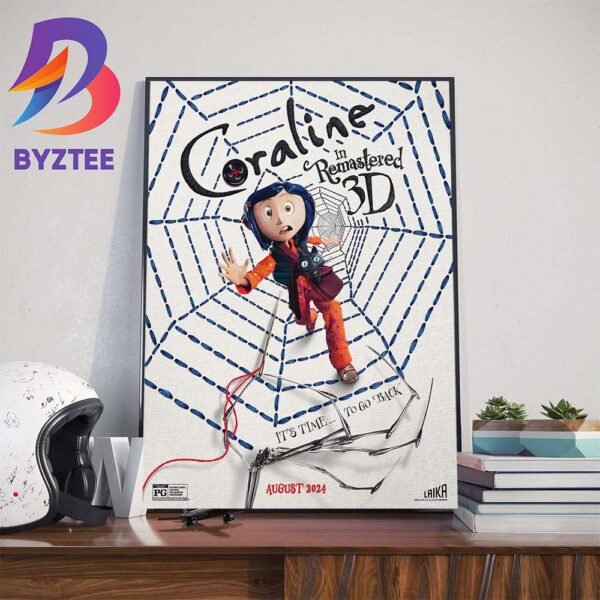 Official Poster Celebrate 15th Anniversary Coraline In Remastered 3D August 2024 Wall Decor Poster Canvas