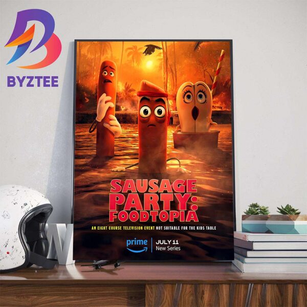 Official Poster Sausage Party Foodtopia An Eight Course Television Event Not Suitable For The Kids Table Wall Decor Poster Canvas