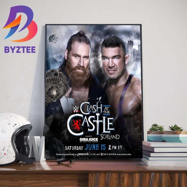 Sami Zayn Vs Chad Gable At WWE Clash At The Castle Scotland June 15th 2024 Wall Decor Poster Canvas