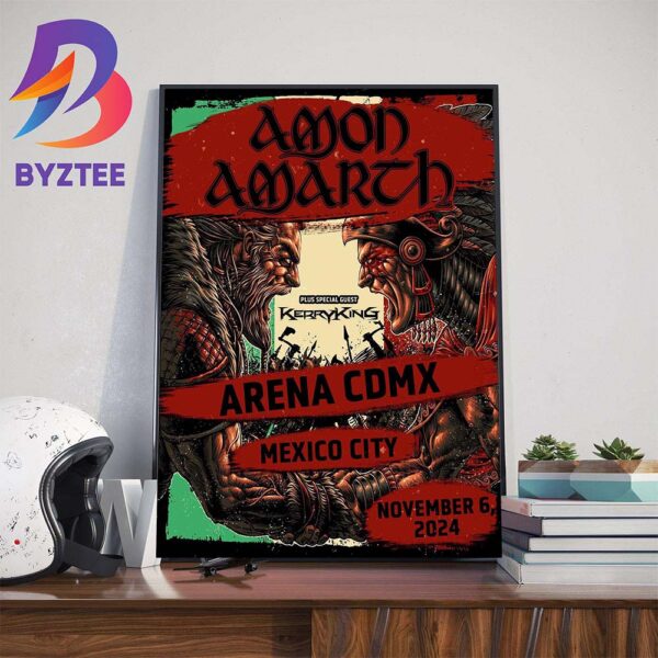 Amon Amarth The Glorious Battlefield Of Arena CDMX On November 6th 2024 With Special Guest Kerry King Wall Decor Poster Canvas