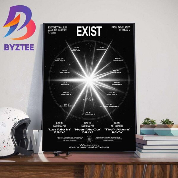 EXO The 7th Album Exist Schedule Poster We Exist In Every Moment Of Yours Wall Decor Poster Canvas