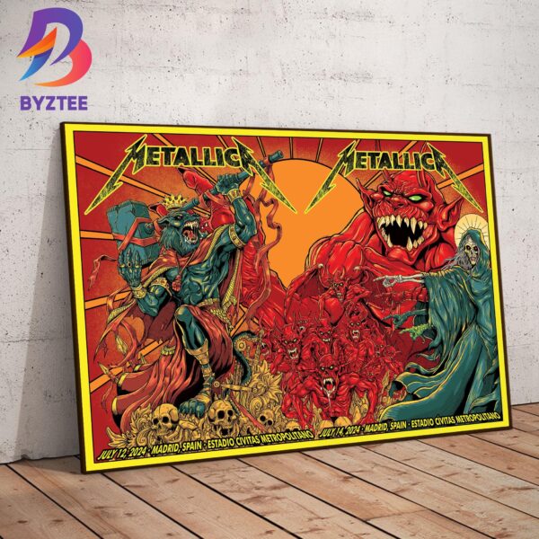 Metallica Two Days World Tour M72 Madrid Final No Repeat Weekend In Europe At Estadio Civitas Metropolitano Madrid Spain July 12nd-14th 2024 Wall Art Decor Poster Canvas