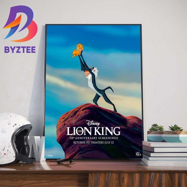 Official Poster 30th Anniversary The Lion King Returning To Theaters July 12 Wall Decor Poster Canvas