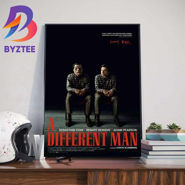 Official Poster A Different Man Of A24 And Aaron Schimberg With Starring Sebastian Stan Renate Reinsve And Adam Pearson Wall Decor Poster Canvas