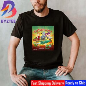 Official Poster Futurama Season 12 Premieres July 29th 2024 On Hulu Unisex T-Shirt