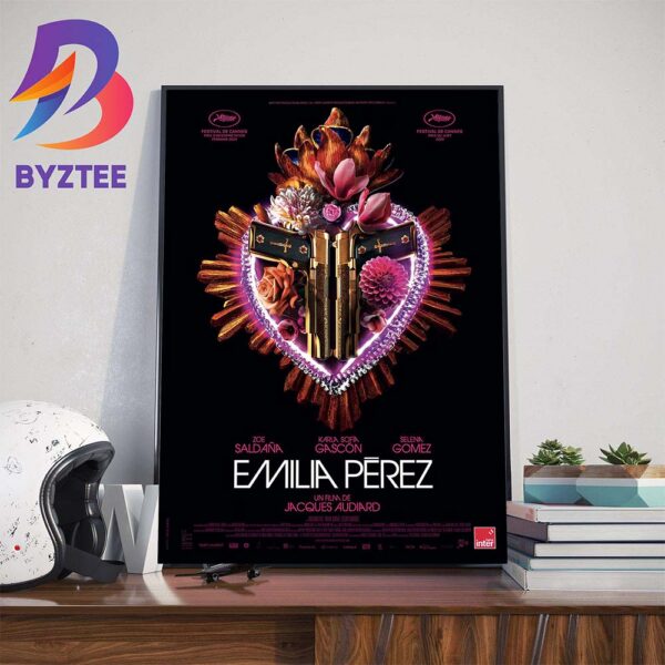 Official Poster Musical-Crime-Comedy Emilia Perez Of Netflix With Starring Zoe Saldana Selena Gomez And Karla Sofia Gascon Wall Decor Poster Canvas