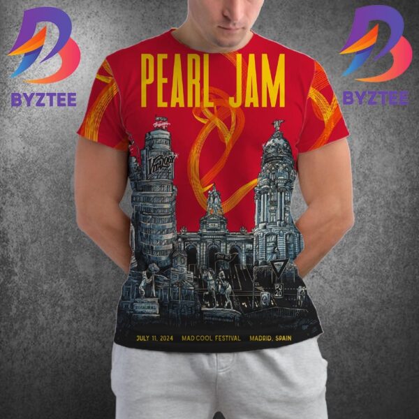 Pearl Jam Dark Matter Show Limited Merch Poster At Mad Cool Festival Madrid Spain July 11th 2024 All Over Print Shirt