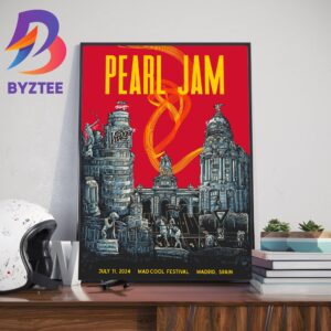 Pearl Jam Dark Matter Show Limited Merch Poster At Mad Cool Festival Madrid Spain July 11th 2024 Home Decor Poster Canvas