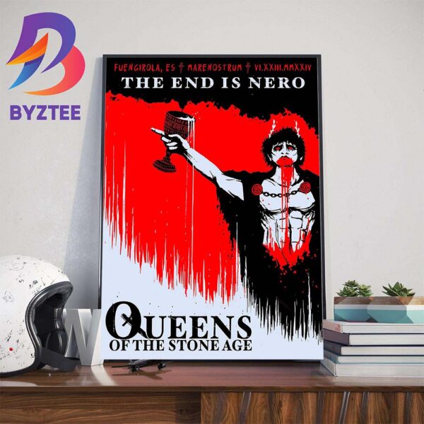 Queens Of The Stone Age The End Is Nero Show At Marenostrum Fuengirola ES June 23rd 2024 Wall Decor Poster Canvas