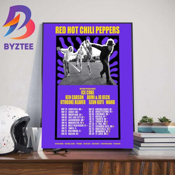 Red Hot Chili Peppers With Very Special Guests Ice Cube Ken Carson Domi And JD Beck Wall Decor Poster Canvas