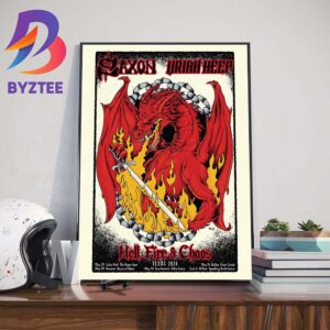 Saxon And Uriah Heep Limited Poster Texas Event 2024 Hell Fire And Chaos Wall Decor Poster Canvas