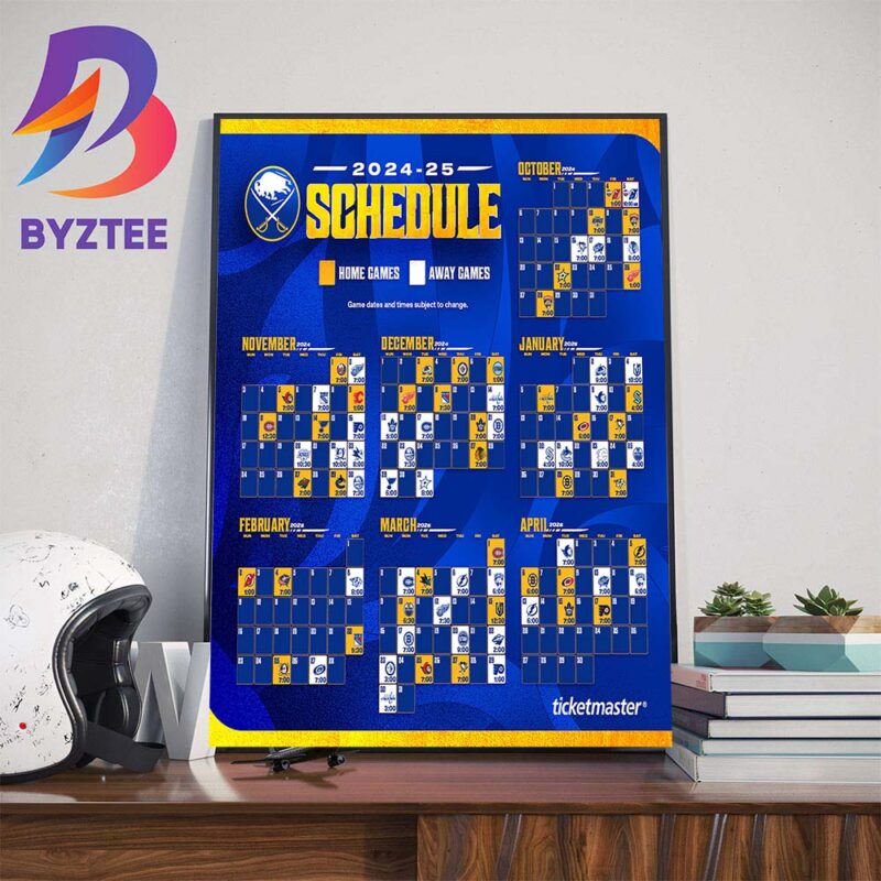 The 202425 Buffalo Sabres Schedule Is Released Wall Decor Poster