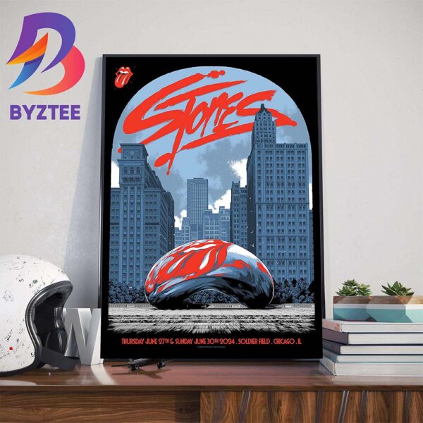 The Rolling Stones The Stones Tour 24 Play At Soldier Field Chicago IL June 27th And 30th 2024 Home Decor Poster Canvas
