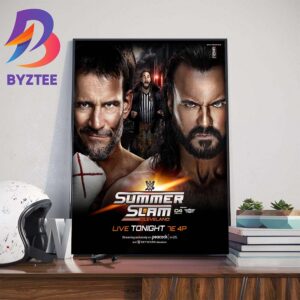 CM Punk And Drew McIntyre Plus Special Guest Referee Seth Rollins At WWE SummerSlam Cleveland 2024 Home Decorations Poster Canvas