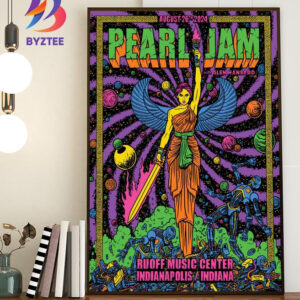 Pearl Jam Indianapolis With Glen Hansard Dark Matter Show Event Poster At Ruoff Music Center Noblesville Indianapolis Indiana August 26th 2024 Wall Art Decor Poster Canvas