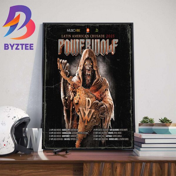 Powerwolf Latin American Crusade 2025 Tour In April And May Wall Decor Poster Canvas