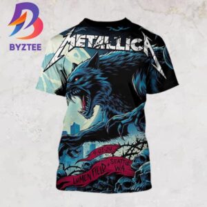 Metallica Pop Up World Tour The Final US No Repeat Weekend Of 2024 M72 Seattle The Wolf Poster At Lumen Field Seattle WA September 1 All Over Print T-Shirt