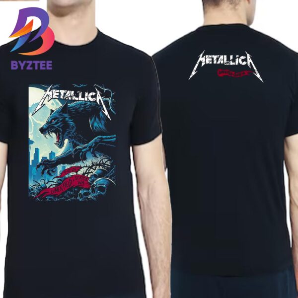 Metallica Pop Up World Tour The Final US No Repeat Weekend Of 2024 M72 Seattle The Wolf Poster At Lumen Field Seattle WA September 1 Two Sided T-Shirt