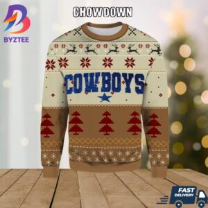 Cowboys Star Foolball Brown Color For Mens And Womens Ugly Christmas Sweater