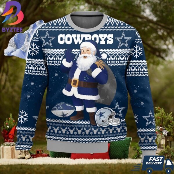 Dallas Cowboys Santa Funny All Over Printed For Mens And Womens Ugly Christmas Sweater