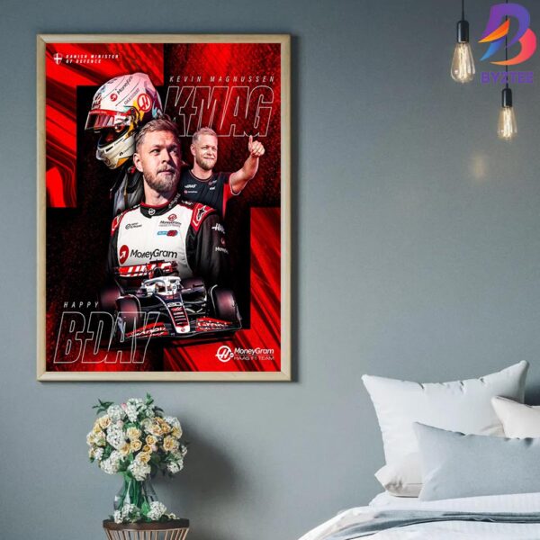 Happy Birthday Kevin Magnussen Of MoneyGram Haas F1 Team in NASCAR Cup Series Wall Decor Canvas Poster