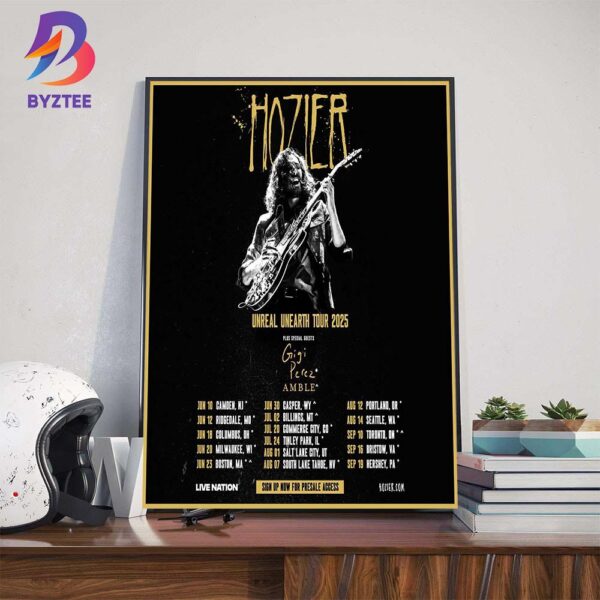 Hozier Unreal Unearth Tour 2025 With Special Guests Gigi Perez And Amble Wall Decor Poster Canvas