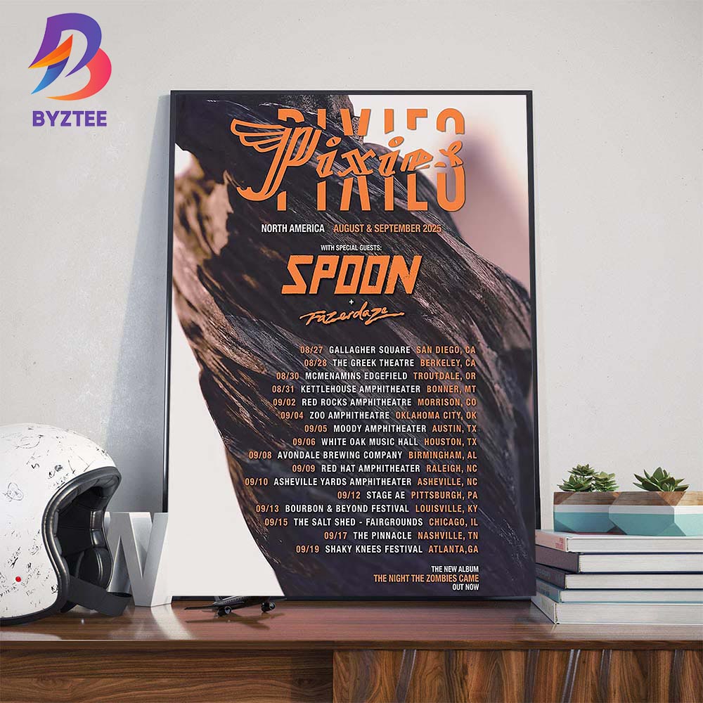 Pixies North American Tour August And September 2025 With Special Guests Spoon And Fazerdaze Wall Decor Poster Canvas Pixies North American Tour August And September 2025 With Special Guests Spoon And Fazerdaze Wall Decor Poster Canvas
