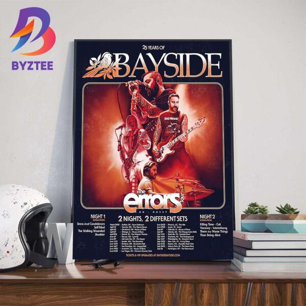 25 Years Of Bayside The Errors Tour 2 Nights 2 Different Sets Wall Art Decor Poster Canvas