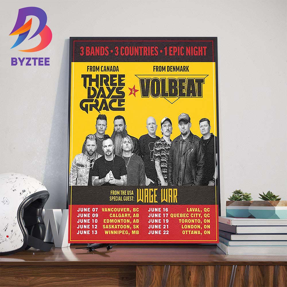 3 Bands 3 Countries 1 Epic Night Three Days Grace From Canada Volbeat From Denmark And From The USA Wage War Wall Art Decor Poster Canvas 3 Bands 3 Countries 1 Epic Night Three Days Grace From Canada Volbeat From Denmark And From The USA Wage War Wall Art Decor Poster Canvas
