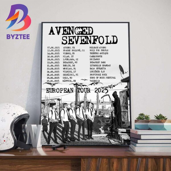Avenged Sevenfold European Tour 2025 Dates List Wall Art Decor Poster Canvas