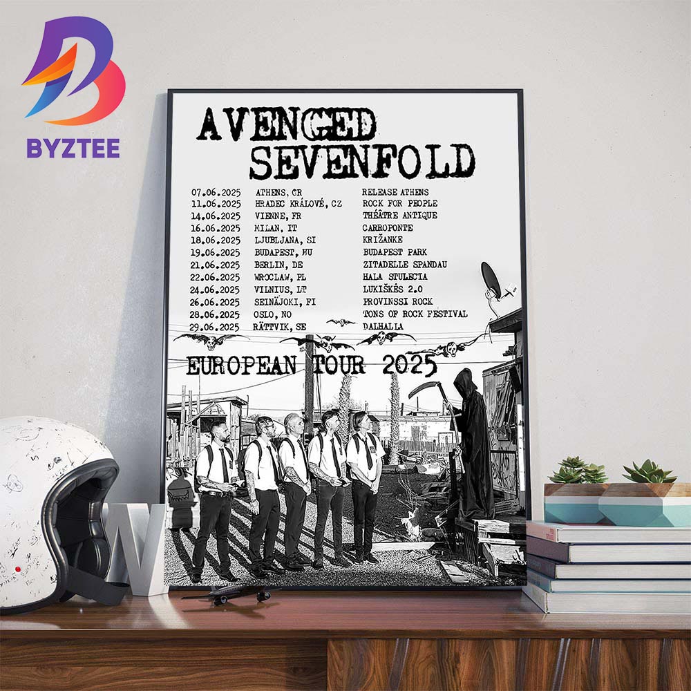 Avenged Sevenfold European Tour 2025 Dates List Wall Art Decor Poster Canvas Avenged Sevenfold European Tour 2025 Dates List Wall Art Decor Poster Canvas