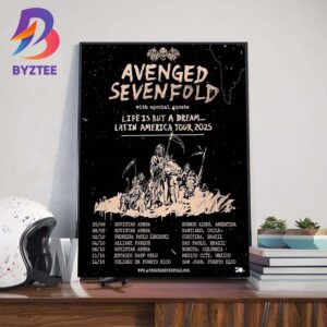 Avenged Sevenfold Life Is But A Dream Latin America Tour 2025 Dates List Wall Art Decor Poster Canvas