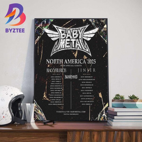 Babymetal North America 2025 Tour Dates List With Special Guests Black Veil Brides Jinjer And Bloodywood Wall Art Decor Poster Canvas