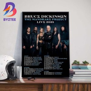 Bruce Dickinson The Mandrake Project Live 2025 North American Tour Date List Start On August 22nd 2025 Wall Art Decor Poster Canvas