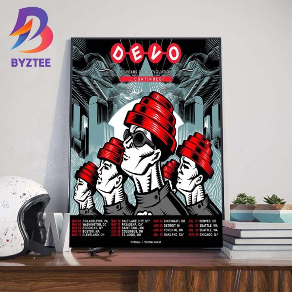 DEVO 50 Years Of De-Evolution Continued Tour Dates List Wall Art Decor Poster Canvas