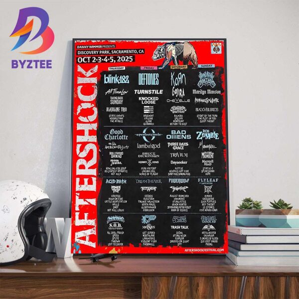 Danny Wimmer Presents Aftershock Festival At Discovery Park Sacramento CA On October 2-5 2025 Wall Art Decor Poster Canvas