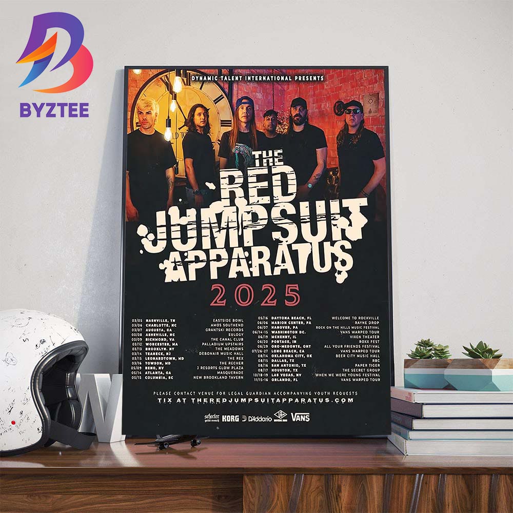 Dynamic Talent International Presents The Red Jumpsuit Apparatus 2025 Tour Dates List Wall Art Decor Poster Canvas Dynamic Talent International Presents The Red Jumpsuit Apparatus 2025 Tour Dates List Wall Art Decor Poster Canvas