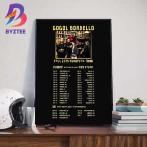 Gogol Bordello Fall 2025 Europe And UK Tour Dates List Wall Art Decor Poster Canvas