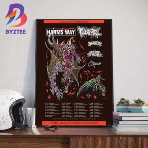 Harms Way Spring Co-Headline Tour With Full of Hell Kruelty Jarhead Fertilizer And Clique Dates List On May And June 2025 Wall Art Decor Poster Canvas
