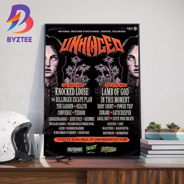 Knocked Loose And Lamb Of God Headline Inaugural Unhinged Festival At National Western Stockyards Denver Colorado On July 26- 27 2025 Wall Art Decor Poster Canvas