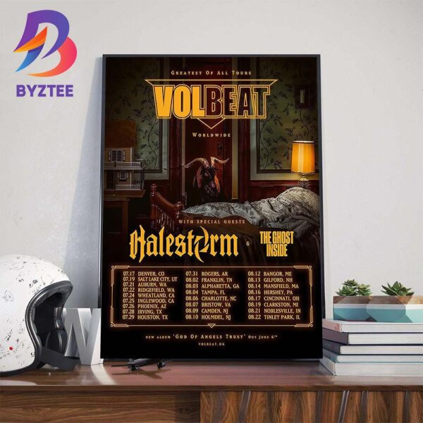 Volbeat Greatest Of All Tours Worldwide For US With Special Guests The Ghost Inside And Halestorm On July 2025 Wall Art Decor Poster Canvas
