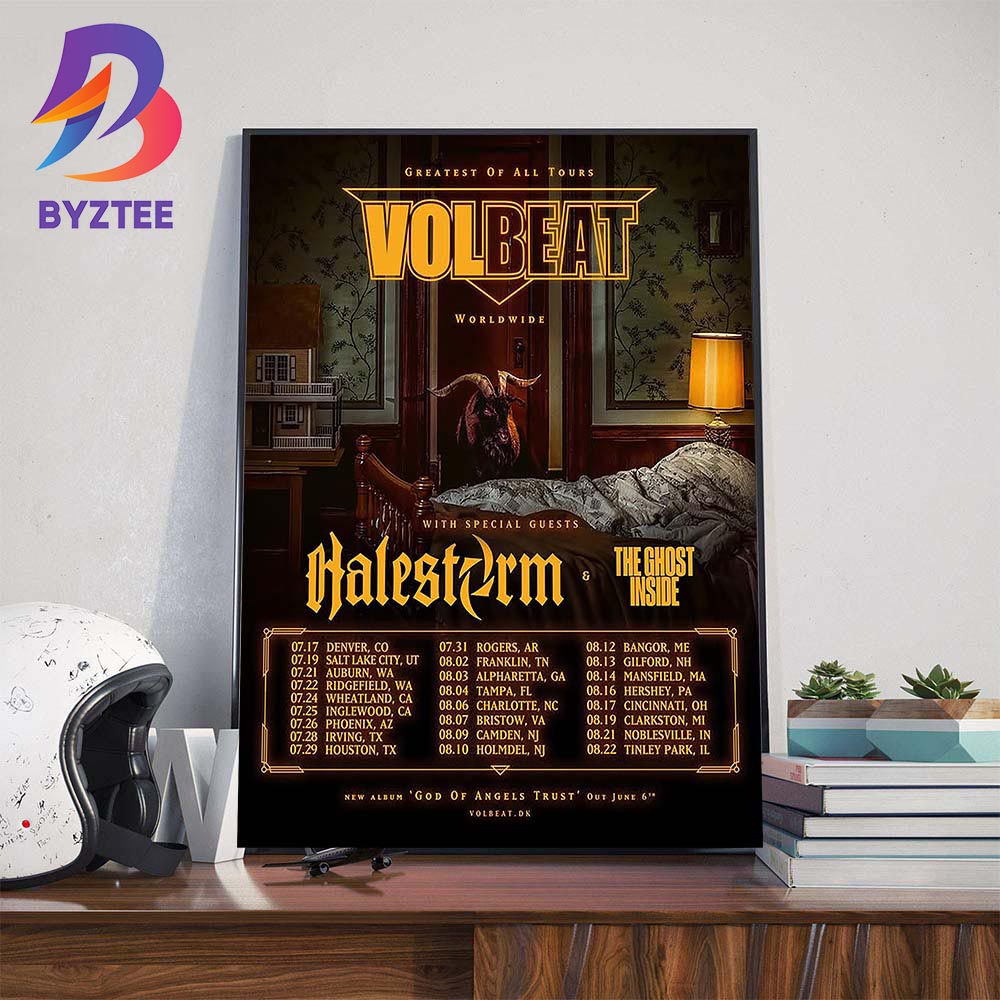 Volbeat Greatest Of All Tours Worldwide For US With Special Guests The Ghost Inside And Halestorm On July 2025 Wall Art Decor Poster Canvas Volbeat Greatest Of All Tours Worldwide For US With Special Guests The Ghost Inside And Halestorm On July 2025 Wall Art Decor Poster Canvas