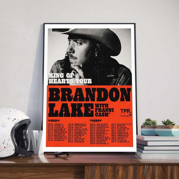 Brandon Lake King Of Hearts Tour 2025-2026 Dates List With Special Guest Franni Cash Poster Canvas