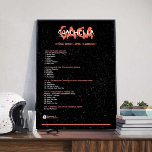 Coachella x Lady Gaga Official Setlist On Weekend 1 April 11th 2025 Poster Canvas