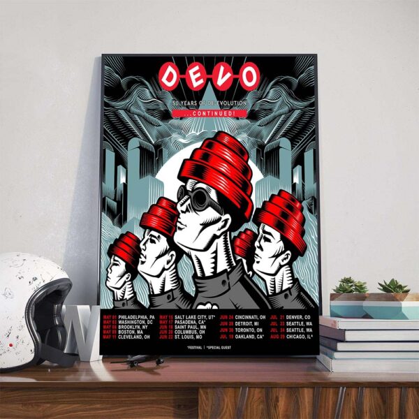 DEVO 50 Years Of Devolution Continued Tour Dates List Poster Canvas