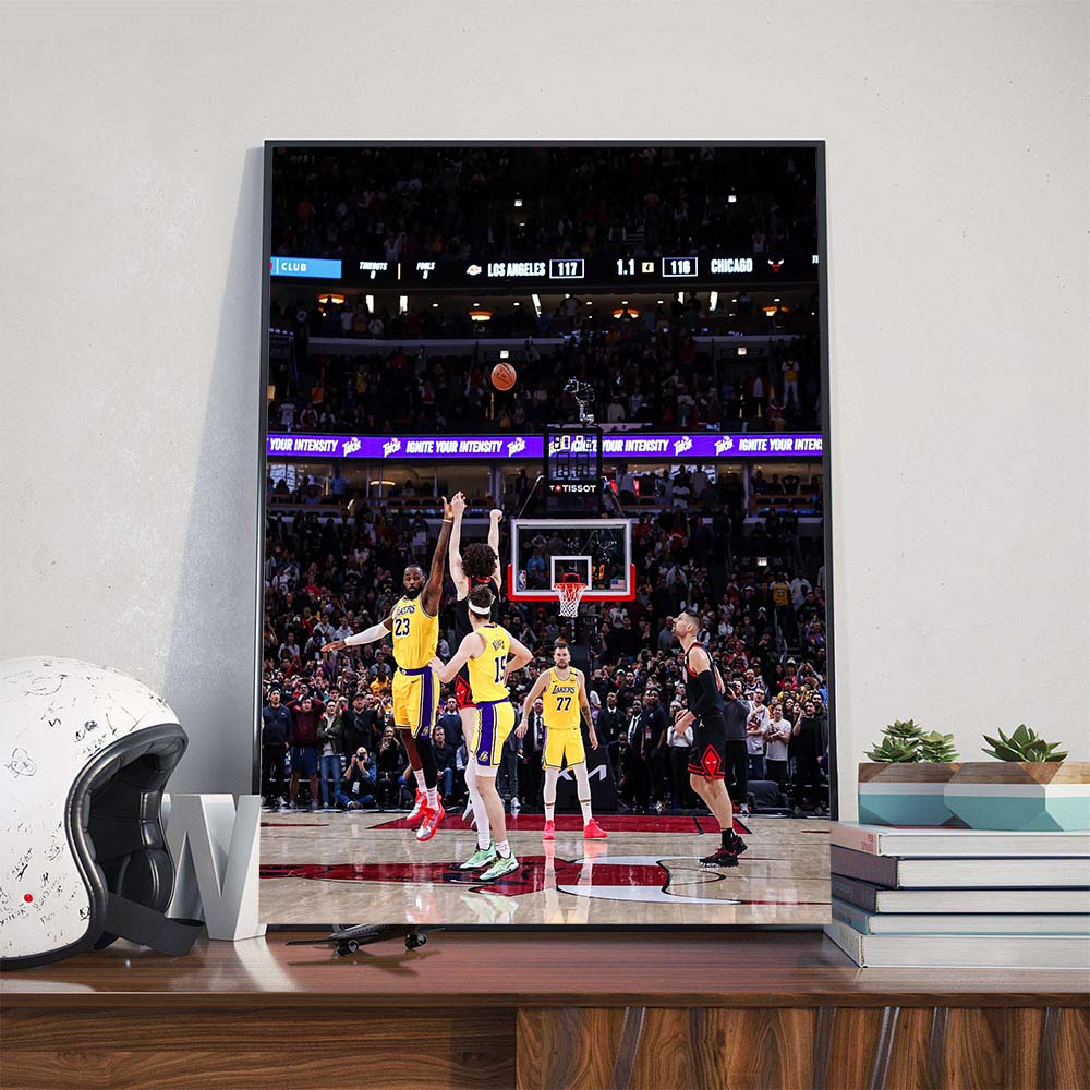 Josh Giddey Made A Tissot Buzzer Beater Shot Over LeBron James From Half-Court To Win The Game Vs The Lakers Poster Canvas Josh Giddey Made A Tissot Buzzer Beater Shot Over LeBron James From Half-Court To Win The Game Vs The Lakers Poster Canvas