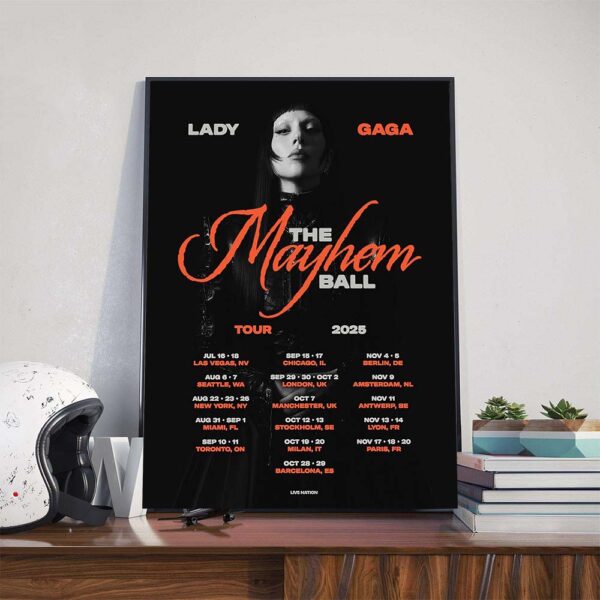 Lady Gaga The Mayhem Ball Tour 2025 With Dates Across North America Europe And The UK 2 Poster Canvas
