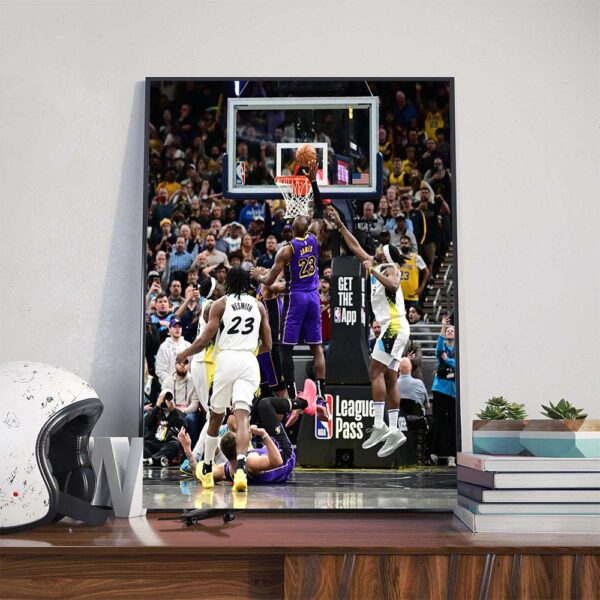 LeBron James Tips In The Tissot Buzzer Beater For Los Angeles Lakers 120-119 Indiana Pacers Poster Canvas