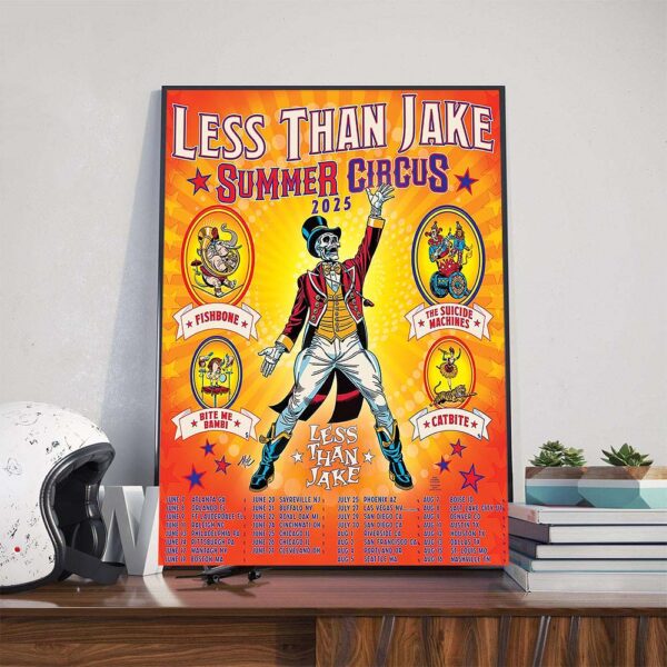 Less Than Jake Summer Circus 2025 Tour Dates List Poster Canvas